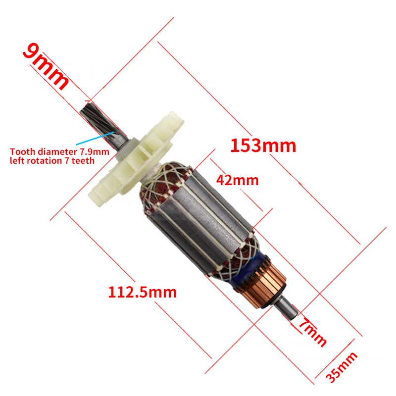 AC220V-240V GBH 2-26 Armature Rotor Anchor Stator Replacement for BOSCH GBH2-26E/DE/DRE Electric Hammer Spare parts 7 teeth