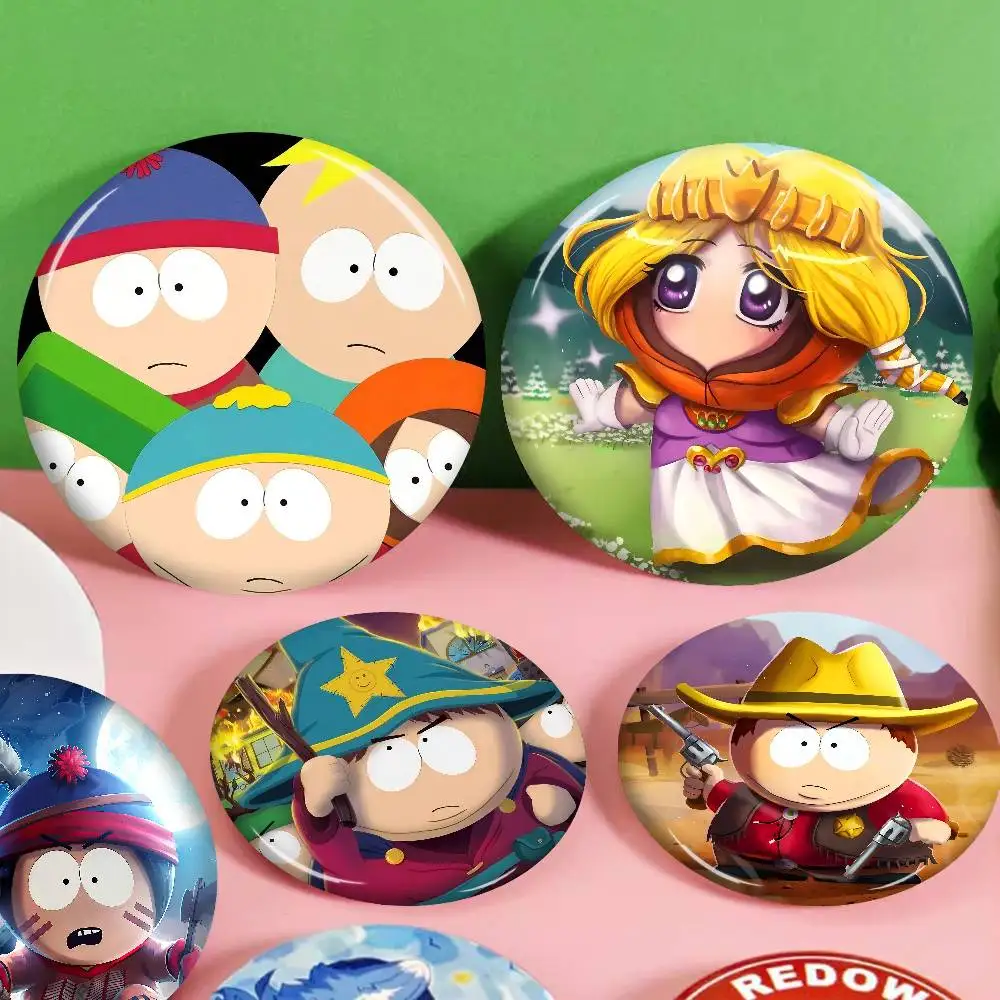 Anime S-south Park-k Round Button Pins Slogan Creative Brooches Backpack Clothes Decoration Fashion Cartoon Jewelry Gifts