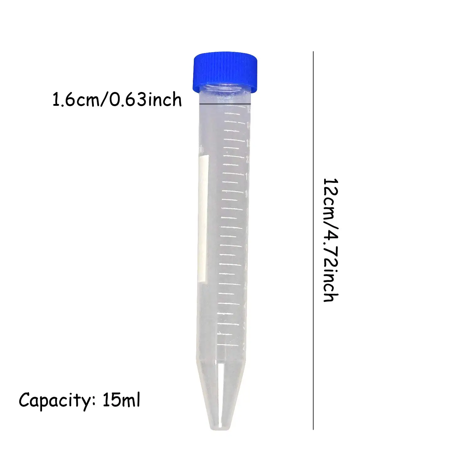 15ml Conical Bottom Plastic Lab Centrifuge Tubes Laboratory Test Tubes with Screw Cap and Graduation Frozen Vial Container