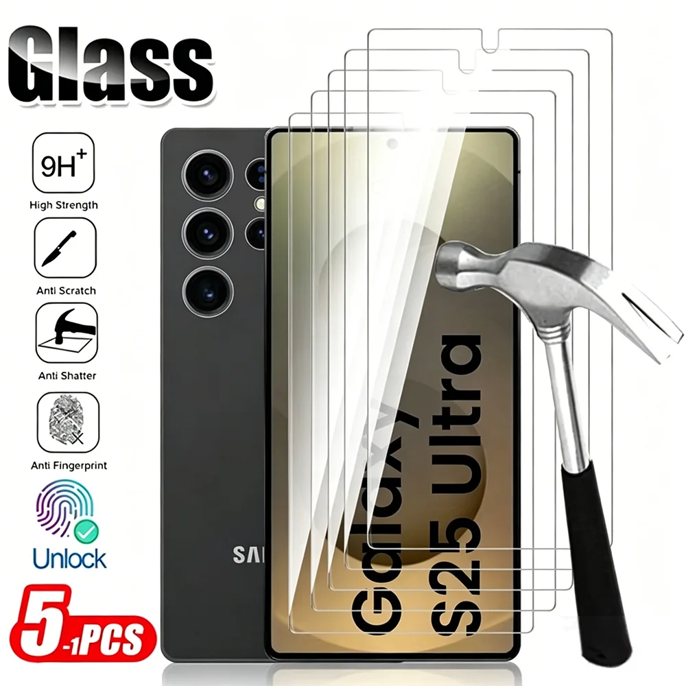 NNBILI 5-1Pcs 9H Glass For Samsung Galaxy S25 S26 S24 Ultra S25 S26 Edge S24 S25 S26 Plus Screen Protector Toughened Guard Cover