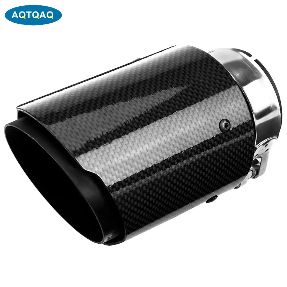 

AQTQAQ 1 PCS Carbon Fiber Exhaust Pipe Muffler Tips with Black Painted 304 Stainless Steel (inlet ID 6.3cm,outlet OD 8.9cm)