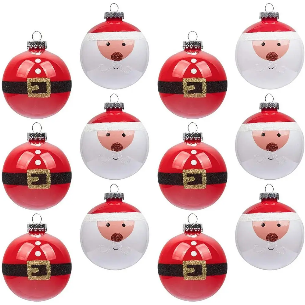 12pcs 6cm Painted Christmas Balls Pendant Red White Shatterproof Christmas Hanging Balls Set Electroplated Reusable