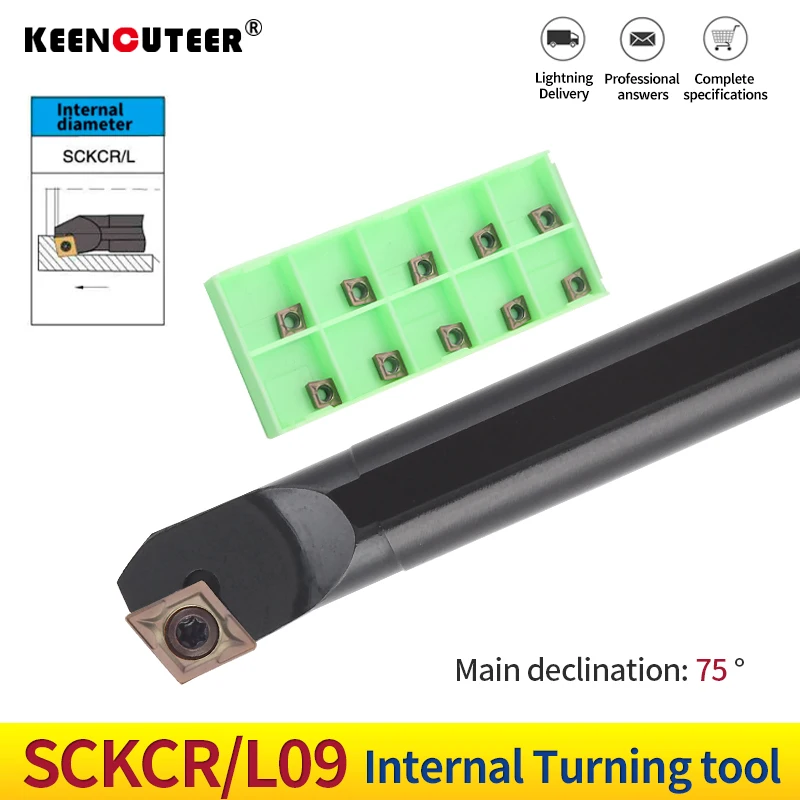 Suporte de Ferramenta de Torneamento Interno Cnc Torno Cortador Ferramenta Ccmt09 Carboneto Inserção 1pc S12m S14n S16q S20r S25s S32t-sckcr09