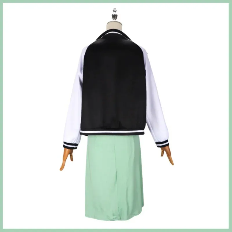 2025 aaa Anime Bocchi The Rock! Hiroi Kikuri Cosplay Costume Baseball Coat Green Strap Dress Wig Woman Sexy Halloween Masked Bal