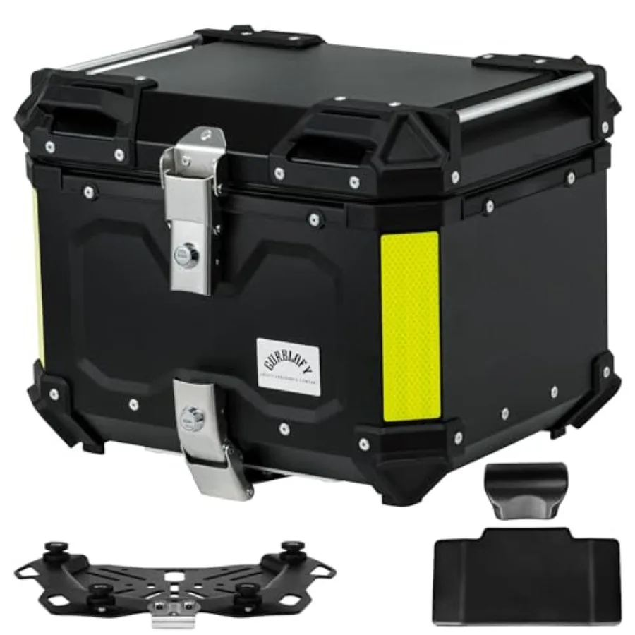 

Motorcycle Top Case 45L Aluminum Motorcycle Trunk with Anti-Theft Lock System for Secure Storage Waterproof Rustproof and Dustp