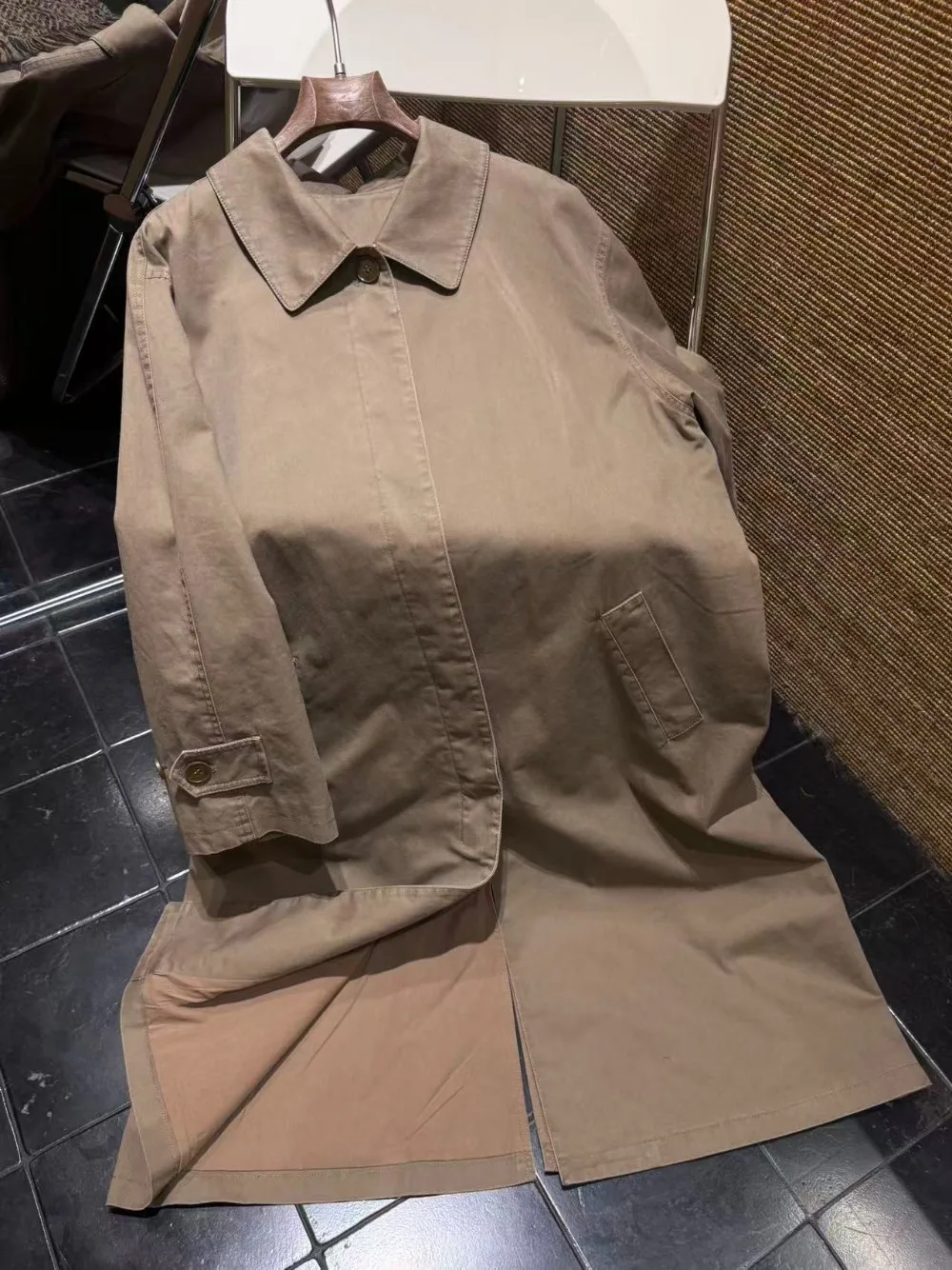 High-density 100% Cotton Elegant Retro Loose Long Trench Coat