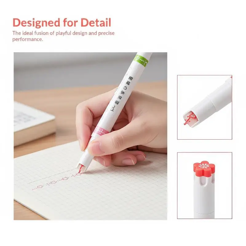 6Pcs/Set Highlighter Pen Line Shaped Color Roller Tip Curve Liner Art Contour Marker Highlighter Journal School Stationery