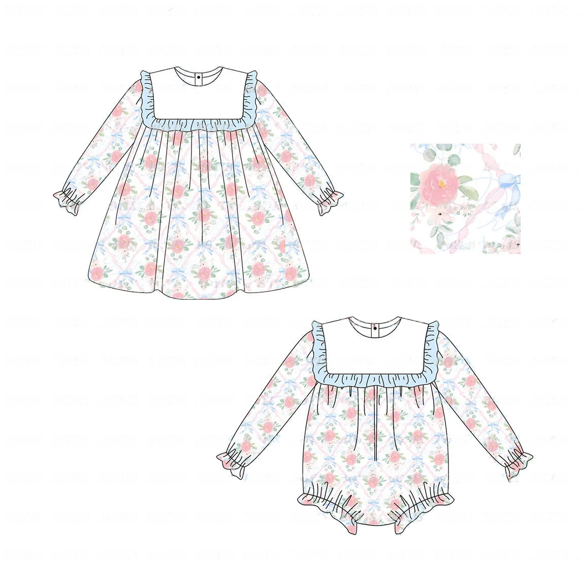 

Summer sisters boutique flower print suit girls dress baby jumpsuit