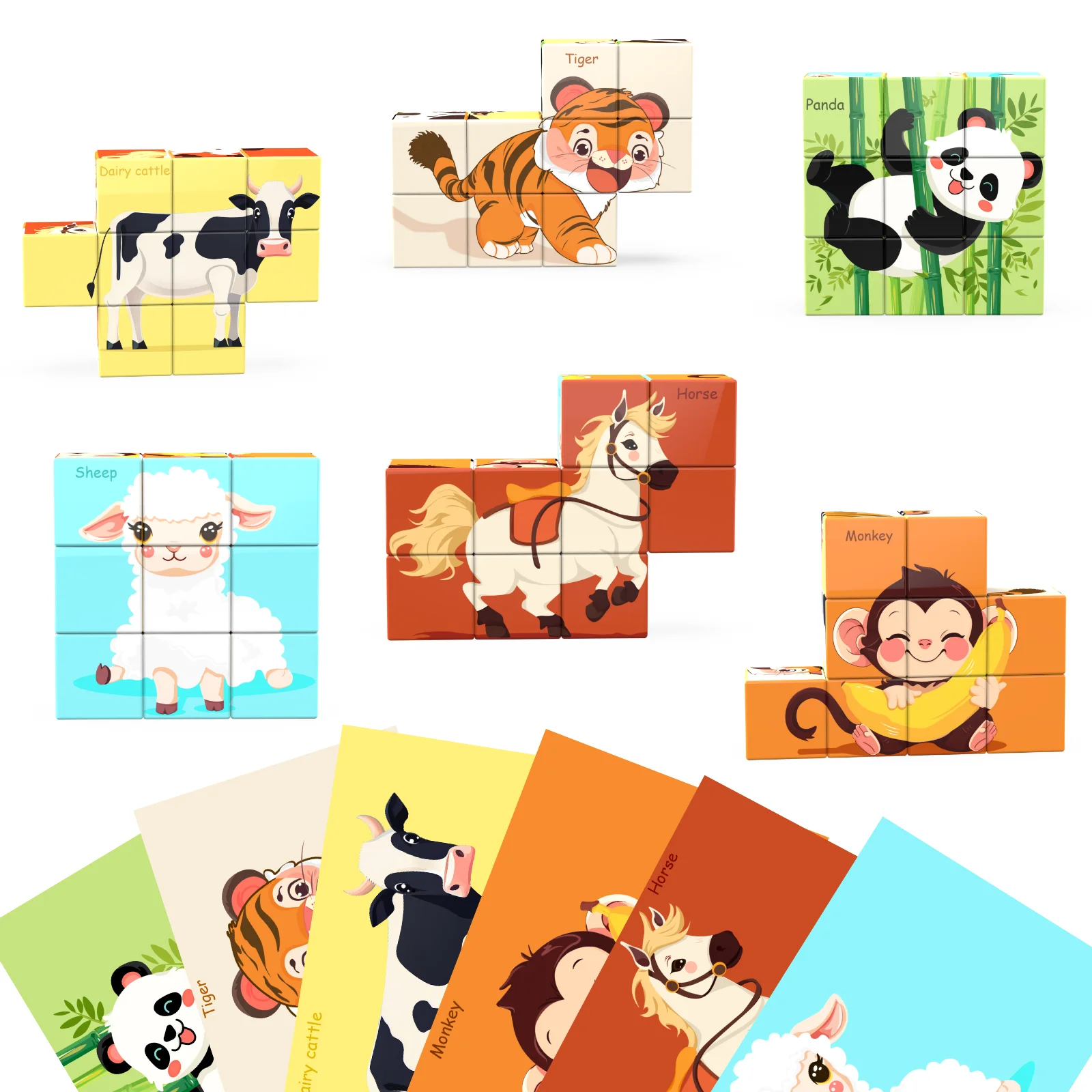 

Набор магнитных строительных блоков-головоломка, 9 предметов, детская обучающая игрушка, подходит для детей от 3 лет и стар, 3D-головоломка с тематикой животных,