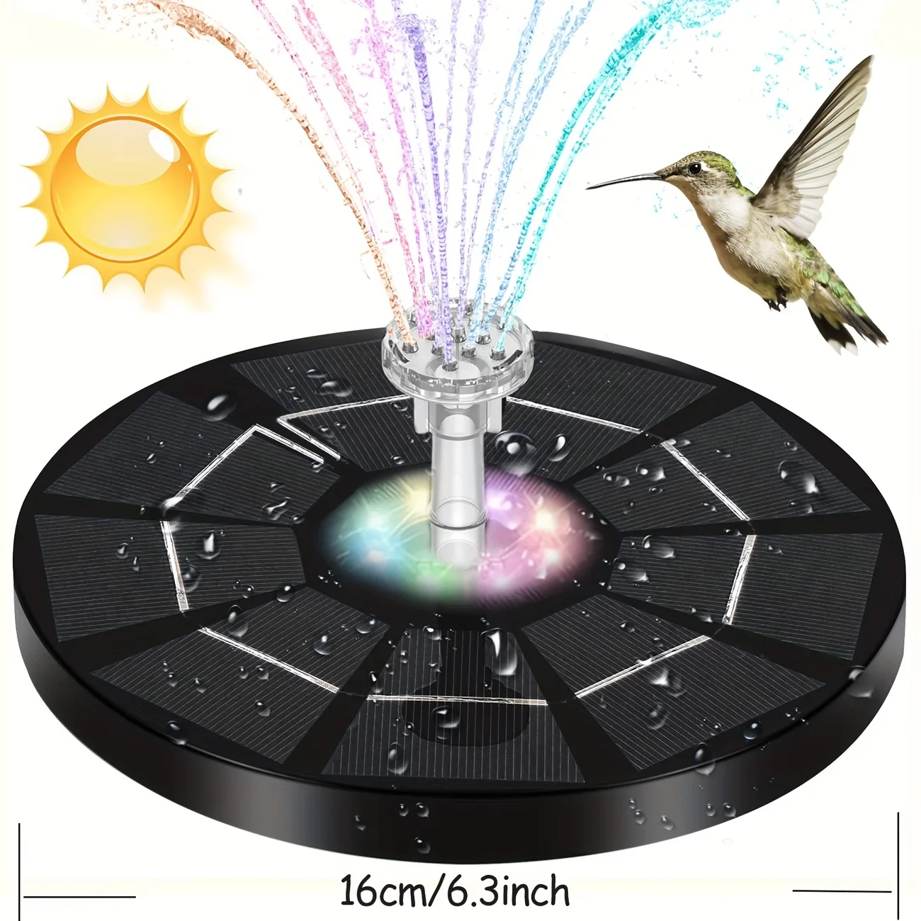 Solar Fountain Pump with Back-up Battery, for Bird Bath and Outdoor Pond Garden,Solar Water Pump Suitable for Garden Decorations
