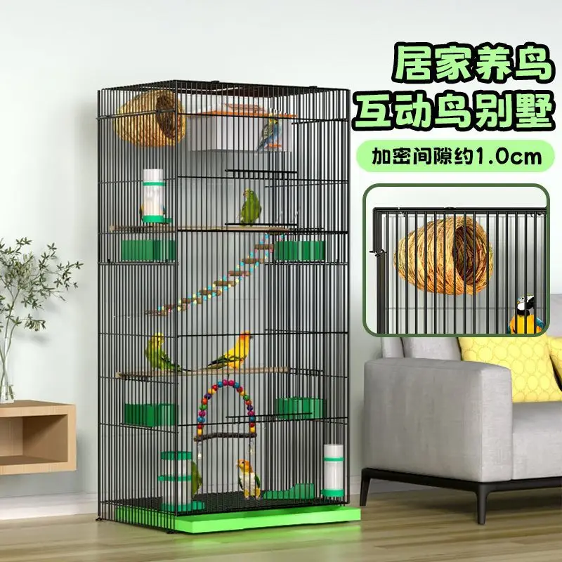 Wen Bird Cage Xuan Household Villa Parrot Bird Cage Height Myna Large Large Breeding Tiger Skin Deluxe Wren Peony