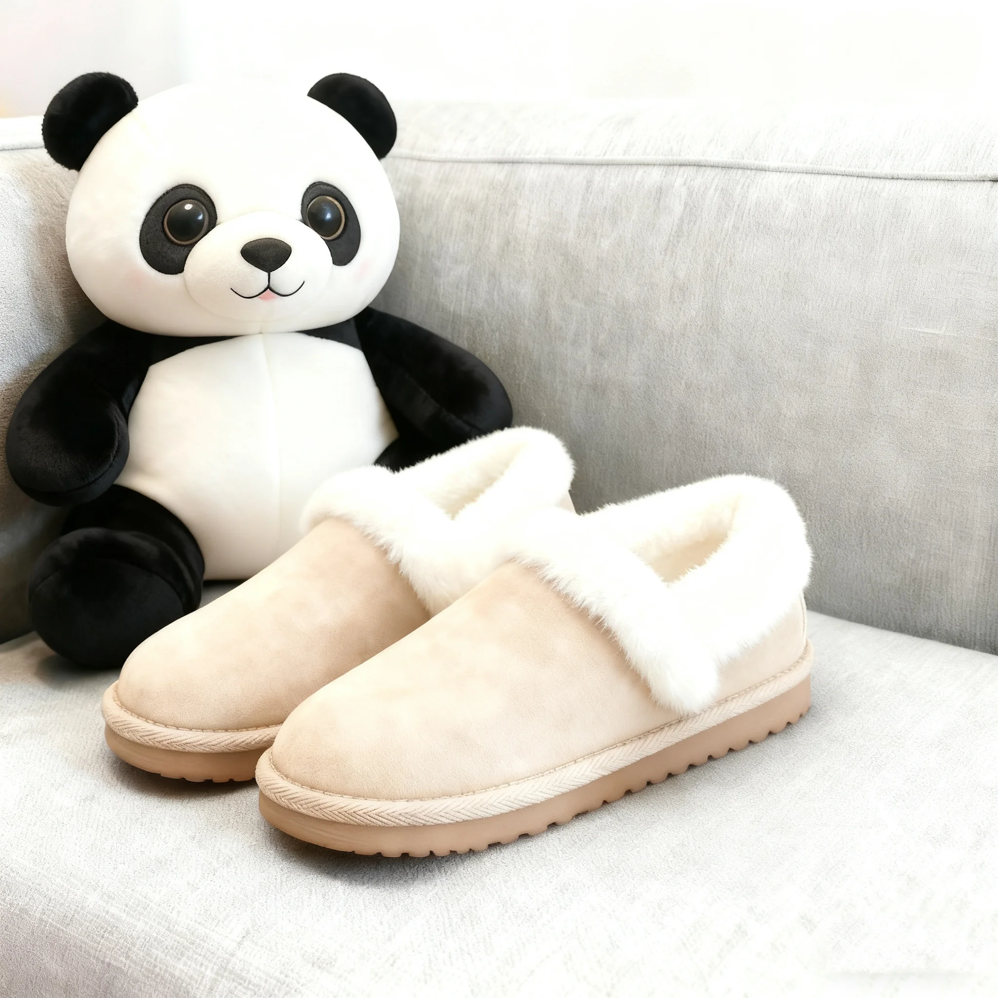 

Litfun пушистые женские тапочки без шнуровки, новые зимние домашние шлепанцы на меху, удобные домашние хлопковые шлепанцы для отдыха, нечеткие теплые женские тапочки