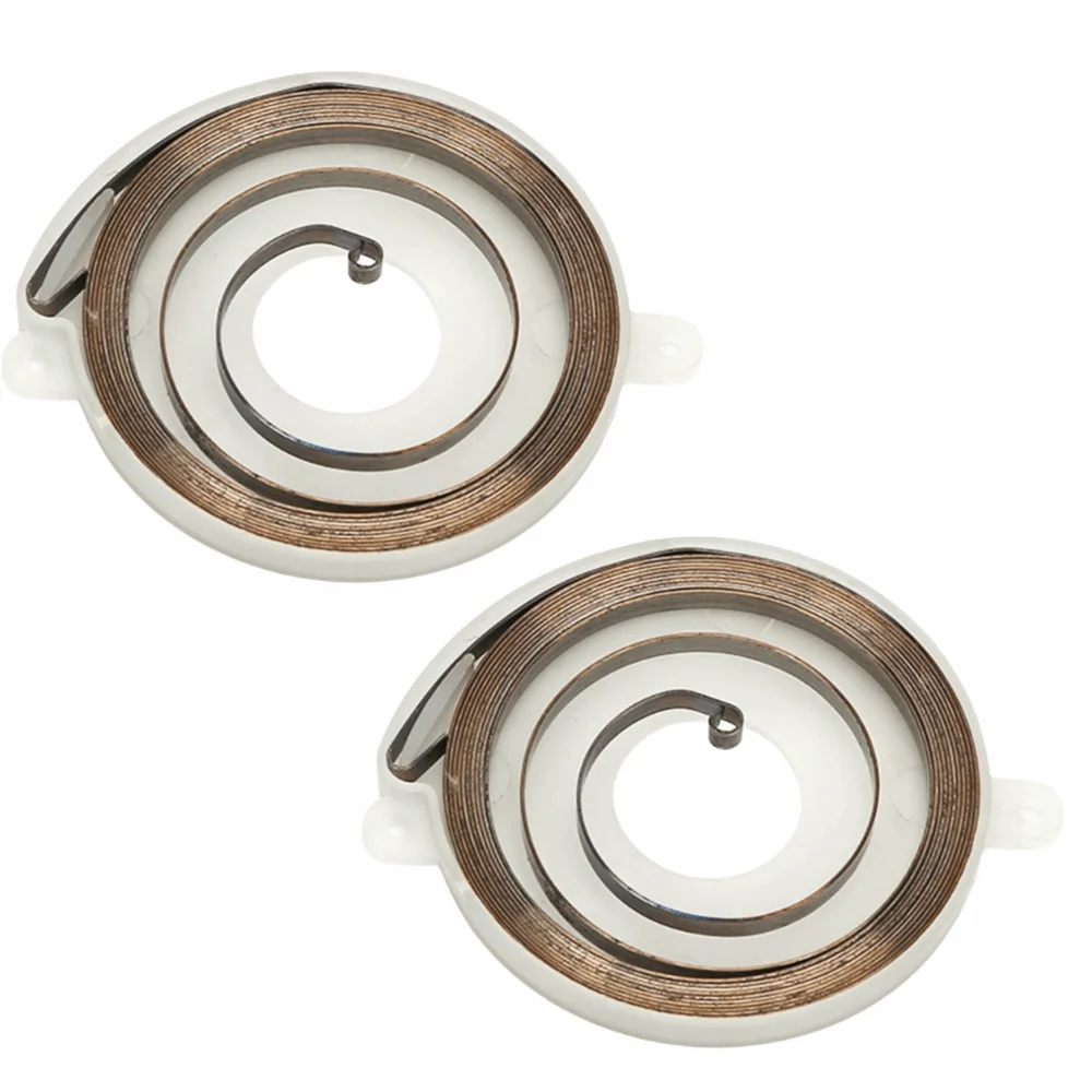 2PCS 2 Hole Starter Recoil Spring Plastic and Aluminum Compact Rewind Spring Kit Easy to Install White for Stihl TS410 TS420