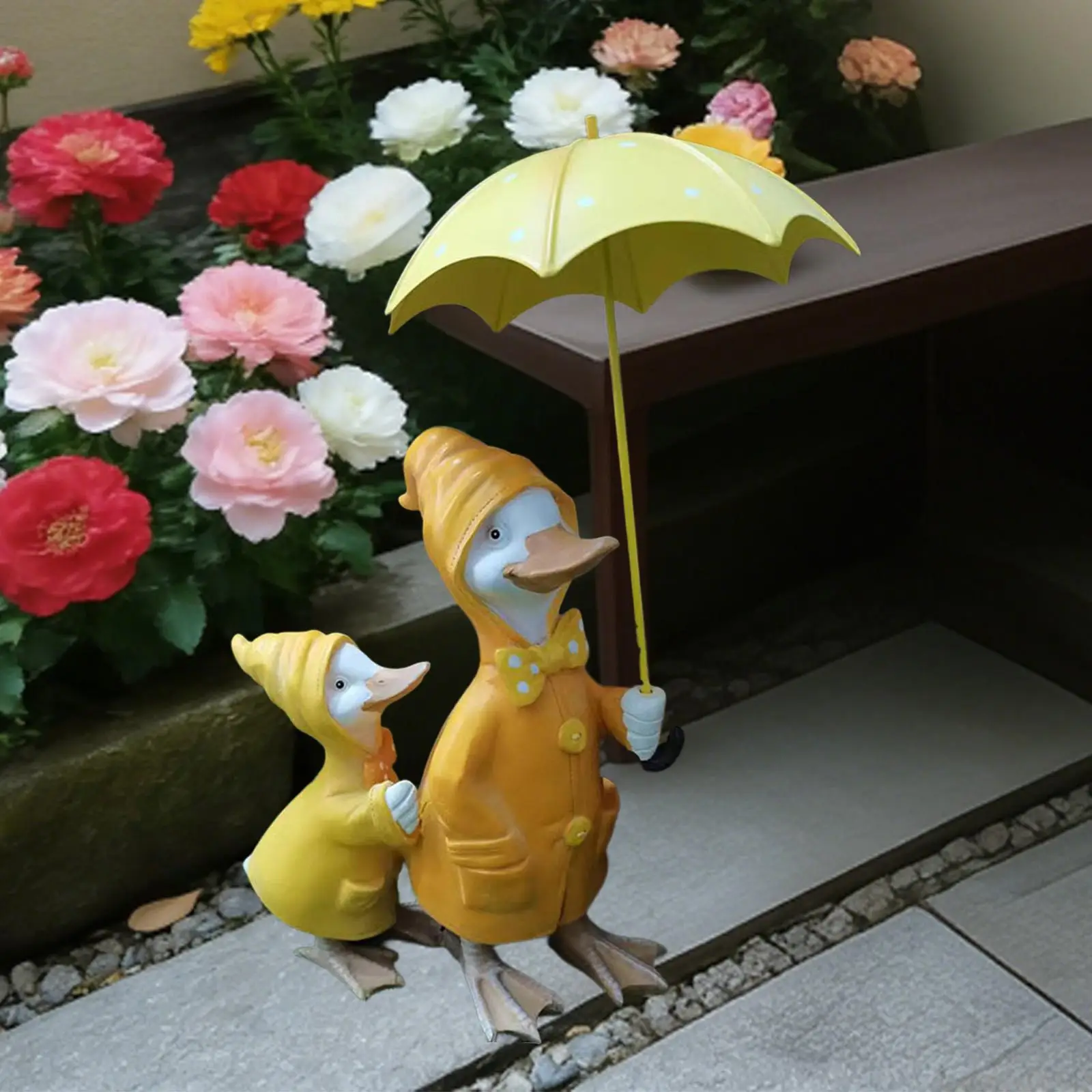 Outdoor Resin Duck Figurine Mother Child Garden Statue Decorative Lawn Ornament for Farmhouse Porch Display