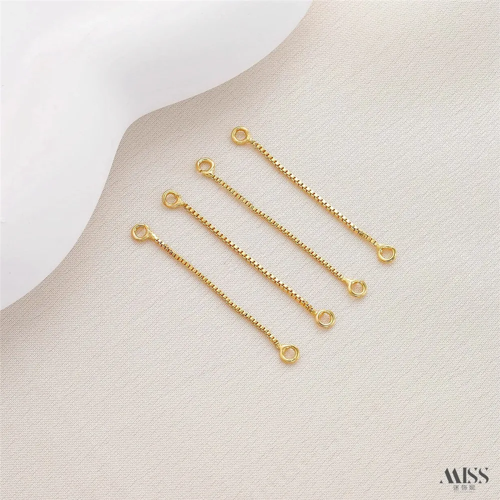 14K Bag of Gold Ear Wire Box Chain Double Hanging Connection Ear Hanging Chain Ear Chain DIY Stud Earrings Jewelry Accessories