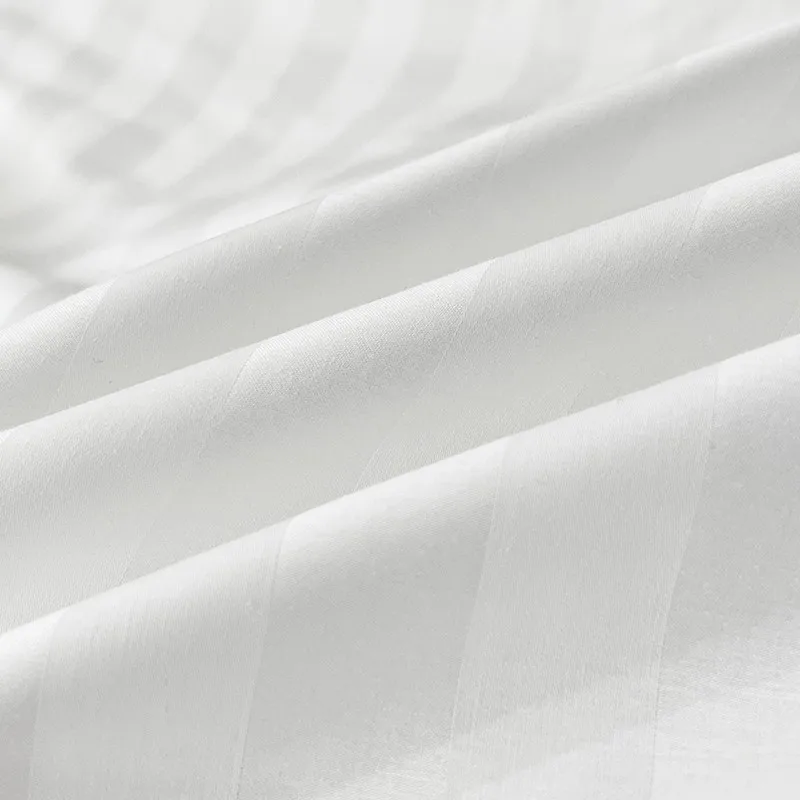 White Grey Stripe Premium Hotel Bedding Set Double Queen Super King Soft Comfortable Duvet Cover Flat/Fitted Sheet Pillowcases