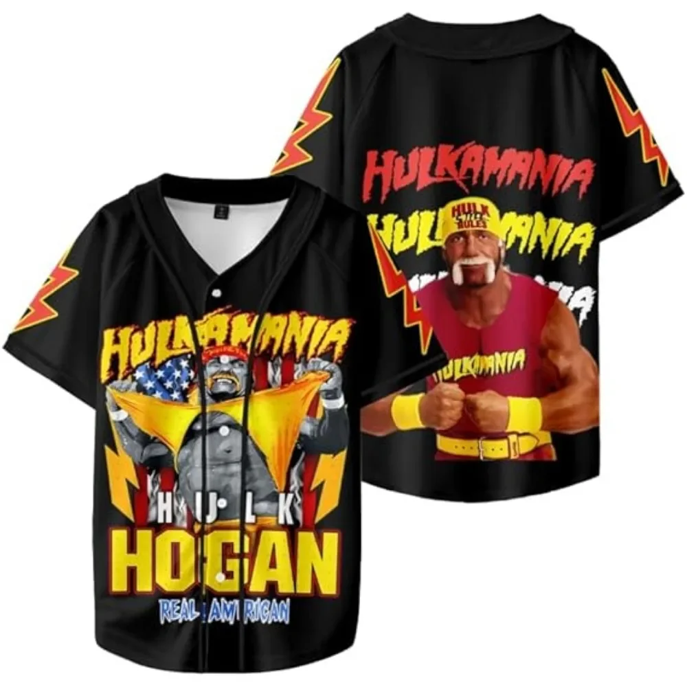 RIP Hulk Hogan Hulkamania Baseball T-shirt Women/Men Summer Short Sleeve Graphic Tees Y2K Streetwear Hip Hop Baseball Jersey