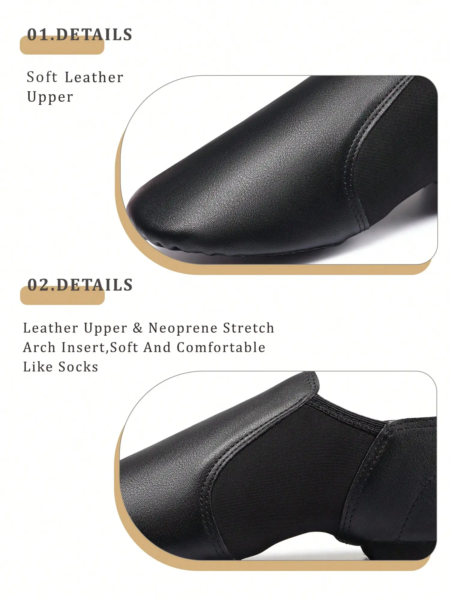 Soft Leather Jazz Shoes, Lightweight Comfort Wide Width Flat Shoes, Unisex Breathable Non‑Slip Dance Sneakers view 4