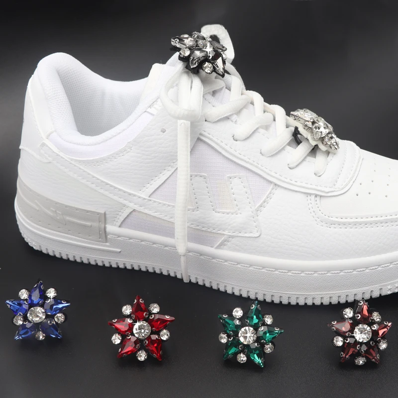 

Women Luxurious Rhinestones Accessories Girls Colorful Flower Casual Shoelaces Buckle Canvas Shoes Sneaker Decoration Clip Bulk