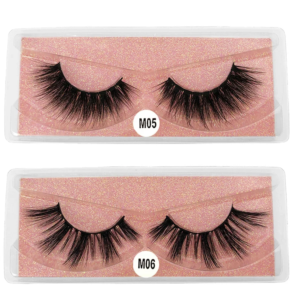 Faux Mink Eyelashes Pack em massa, cílios postiços, tira grossa, cílios longos de maquiagem dramática, atacado, 20 pares