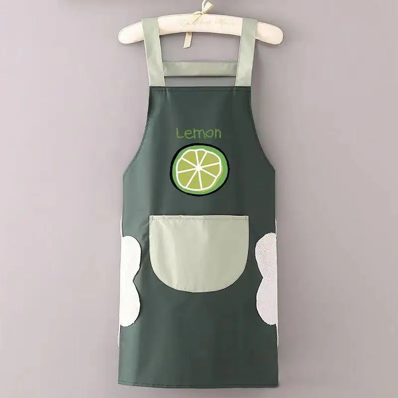 Cute Cartoon Chef Apron Waterproof Ladies Men Home Aprons Wipeable Oil Resistant Baking BBQ Restaurant Cafe Aprons Gift