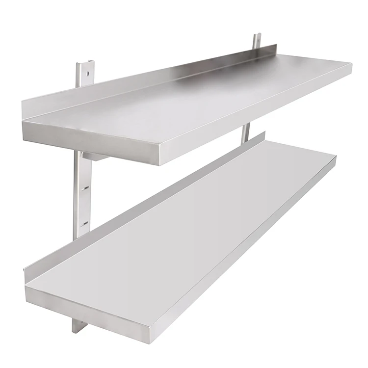 Stainless steel shelves for shopping malls and supermarkets double layer wall shelf