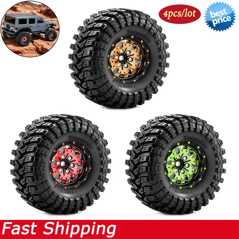 4 pièces de roues et pneus métalliques de 1,3 pouce pour crawler RC 1/18 TRX4M SCX24 FMS Ascent-18 1/24 Axial SCX24 AX24 FCX24, pièces de mise à niveau