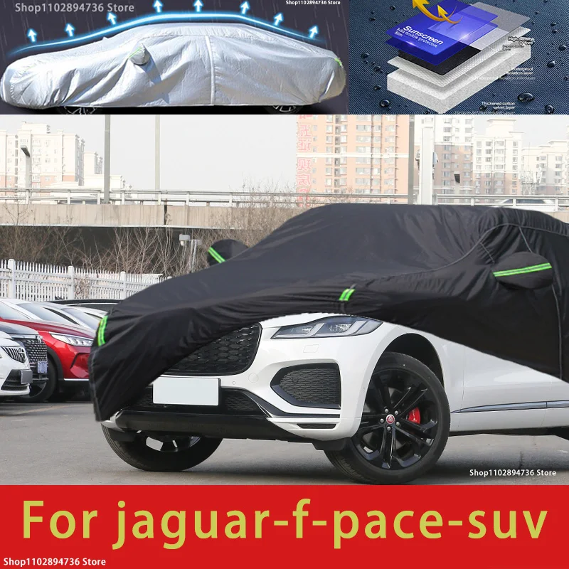 

For Jaguar F pace Fit Outdoor Protection Full Car Covers Snow Cover Sunshade Waterproof Dustproof Exterior black car cover