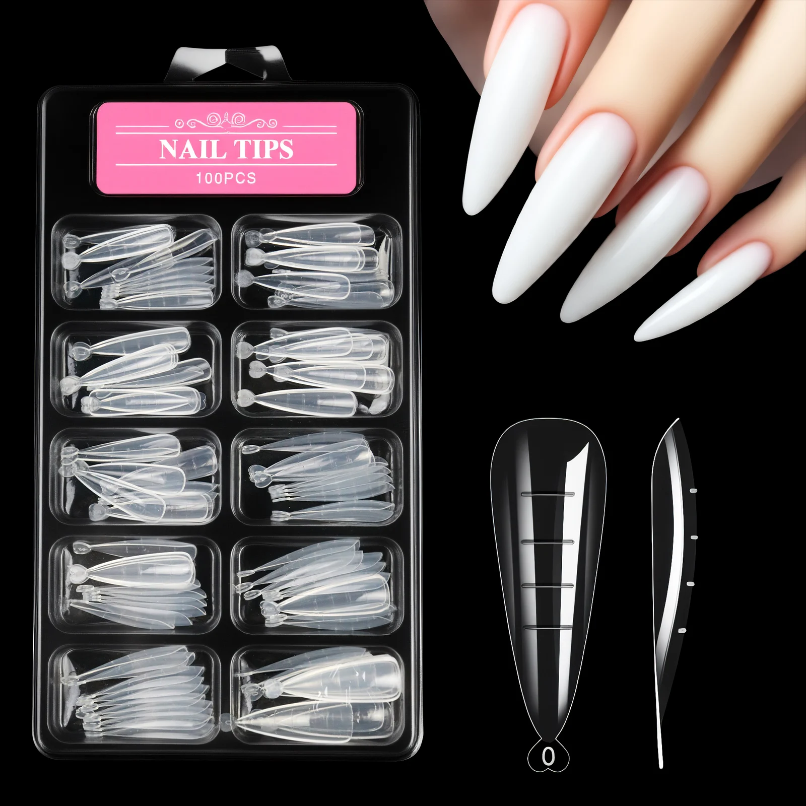 60/100Pcs Nail Forms Full Cover Sculpted Nail Tips Fake Finger Nails Extension Tip Quick Building Mold False Tips Manicure Tool