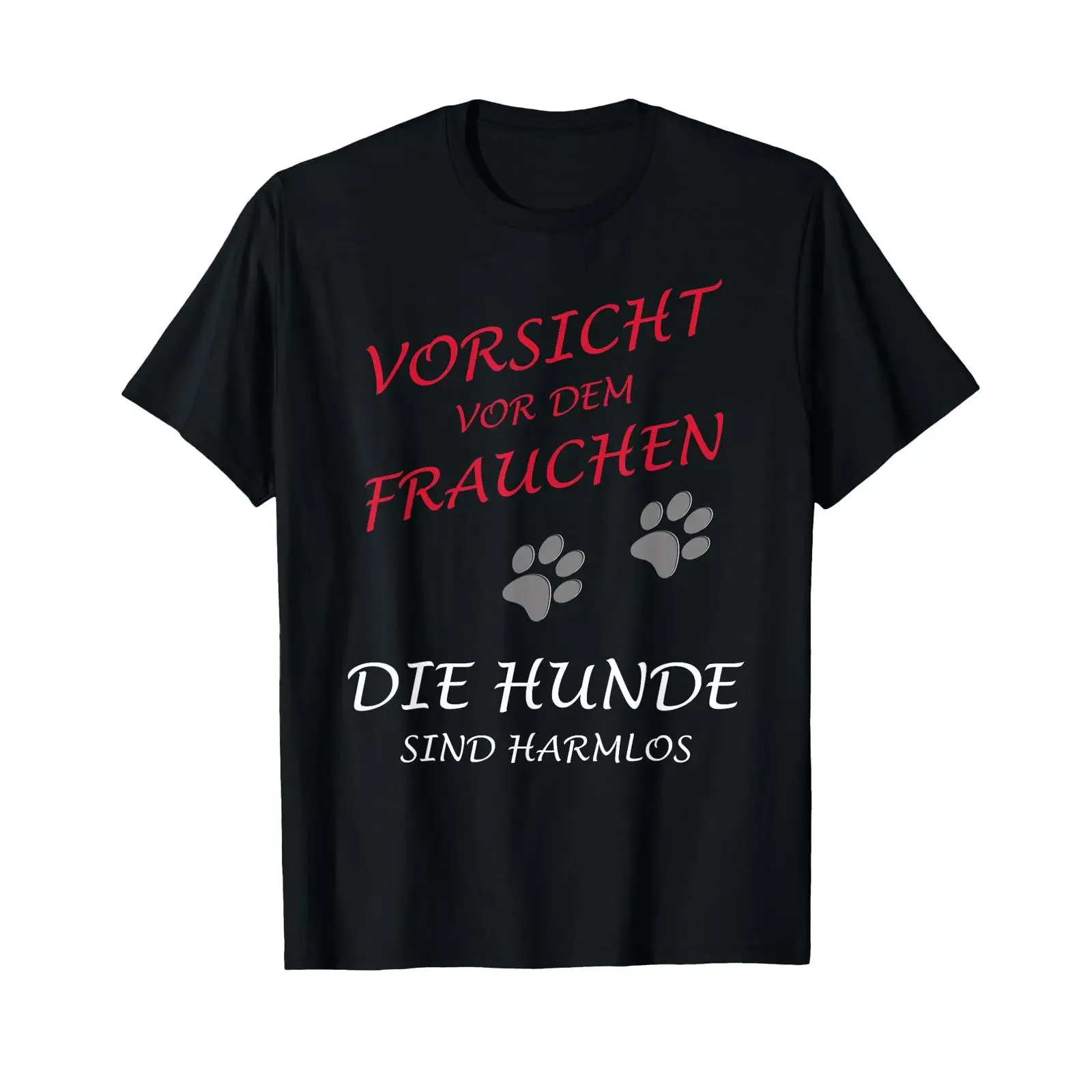 T Shirt with German Text Vorsicht vor dem Frauchen die Hunde sind harmlos Careful Before the Female vintage Washed