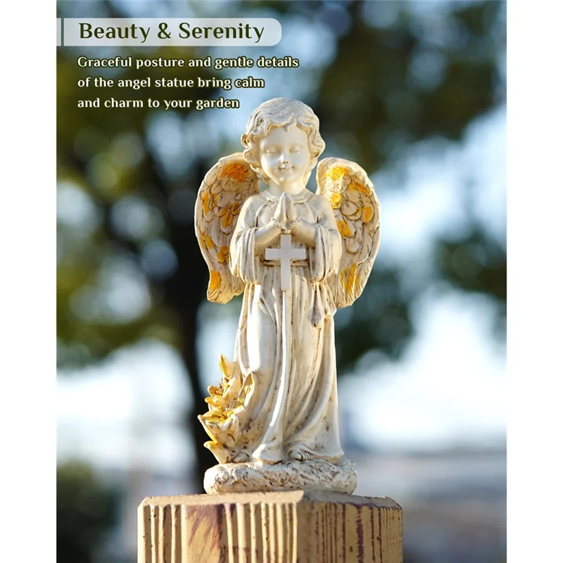 

ABFS Solar Angel Figurines 12", Solar Angel Statues For Outside Garden, Yard Decor, Pathway Accent, For Cemetery Lighting