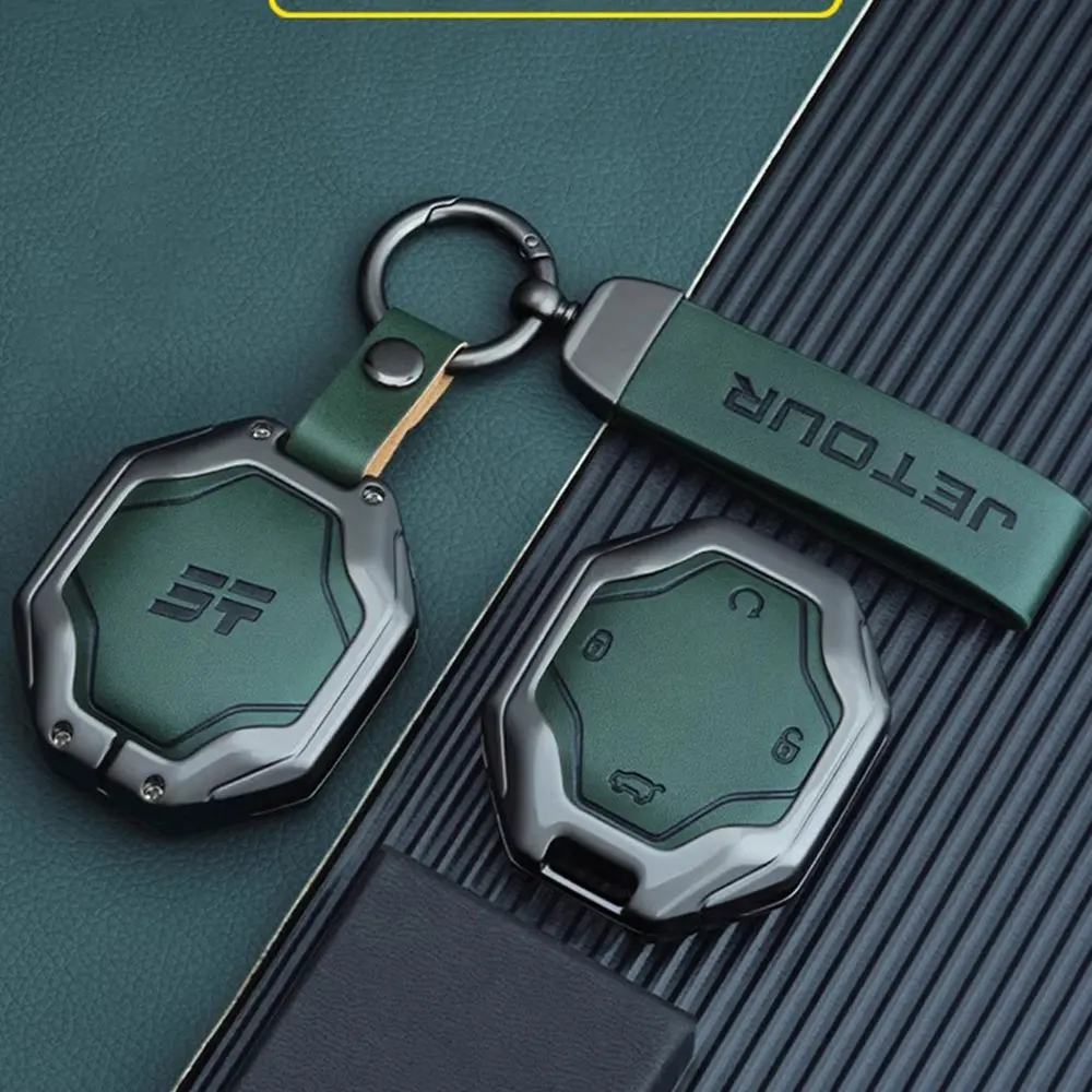 Chery Jetour Traveller Jetour T2 Turn Keychain Leather Alloy Car Keys Accessories Key Holder Case Interior Automobiles Parts