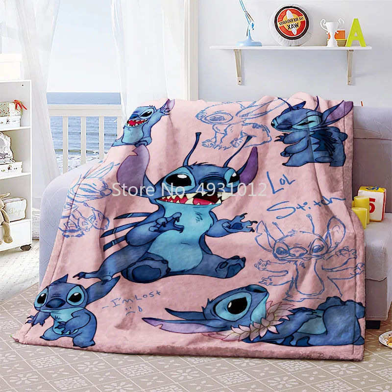 

Disney Throw Home Textile Body Cover Kids Cartoon Stitch Printed Thick Blanket Boys Gifts Flannel Fleece Blankets on Bed Sofa