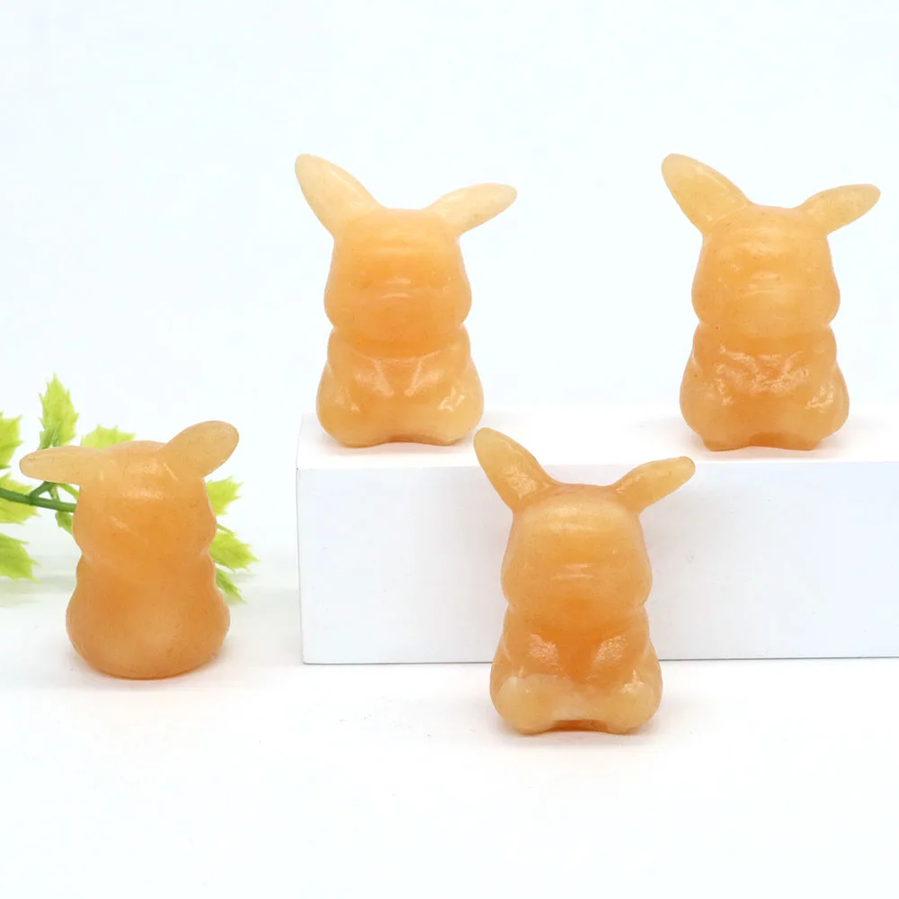 1.6 Inch Natural Stone Yellow Jade Cartoon Baby Statue Crystal Carving Animal Figurine Ornament Decor Children Gift Wholesale