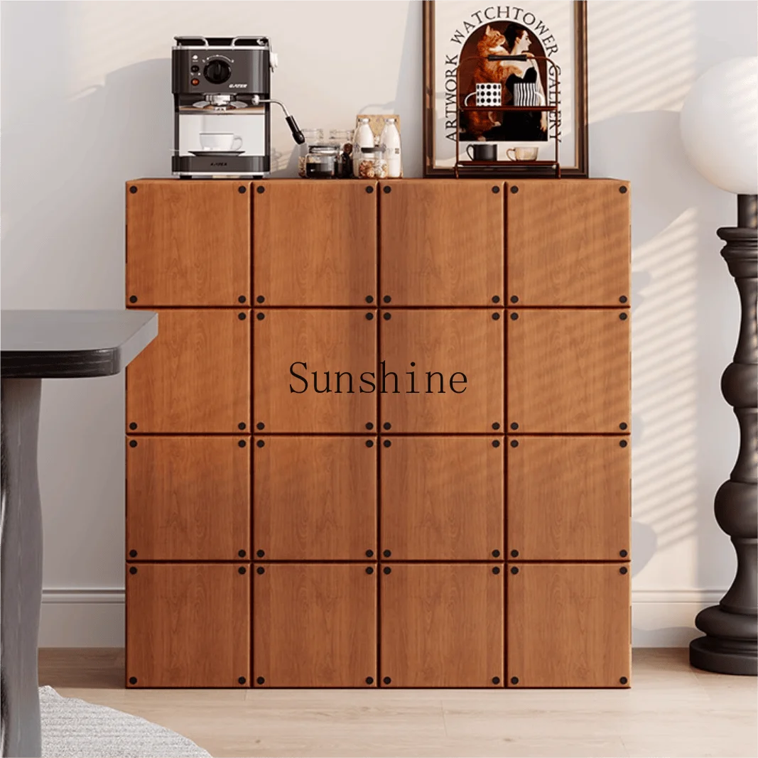 

Medieval style solid wood storage locker living room floor combination cabinet