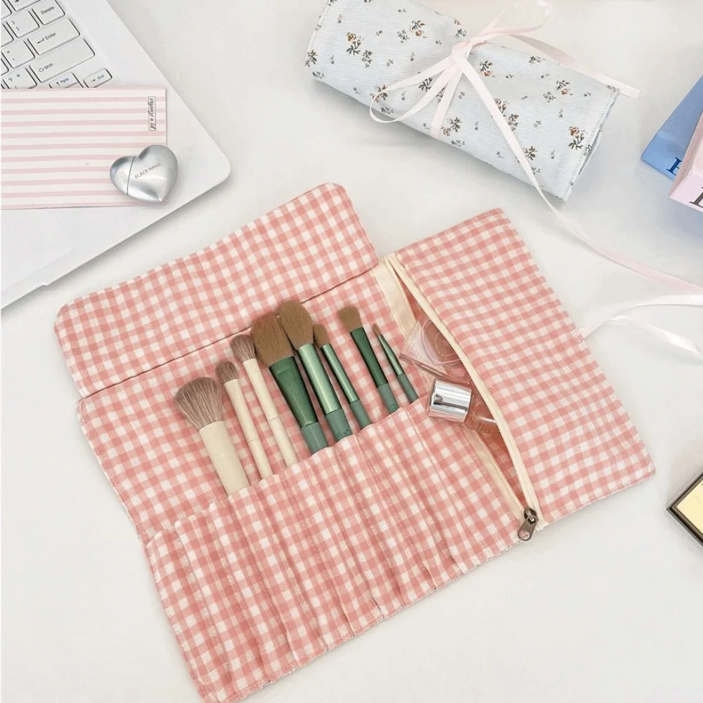 Convenient Makeup Brush Bag Large Capacity Pink Cosmetic Storage Bag Eyebrow Pencil Box Beauty Tool Makeup Brush Organizer Women