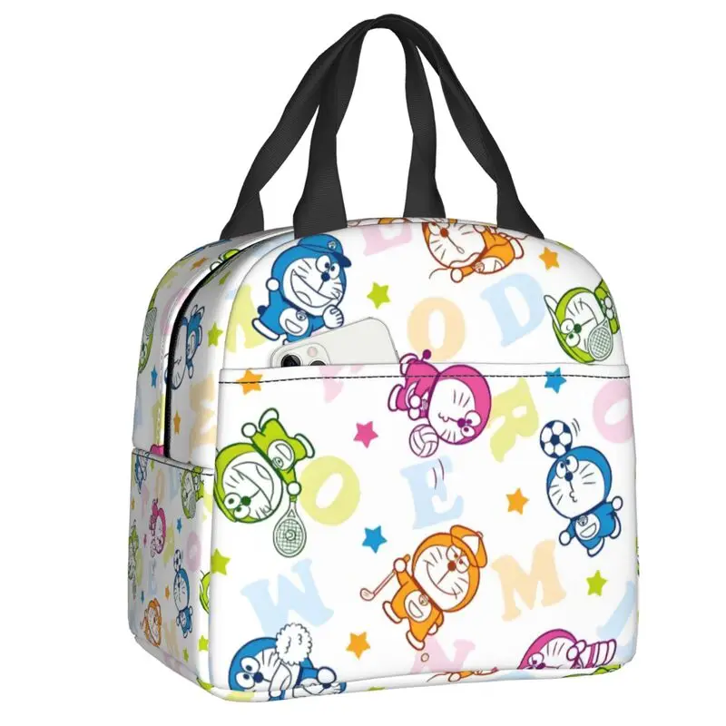 

Custom D-Doraemons Cartoon Lunch Bag Women Thermal Cooler Insulated Lunch Boxes for Children School