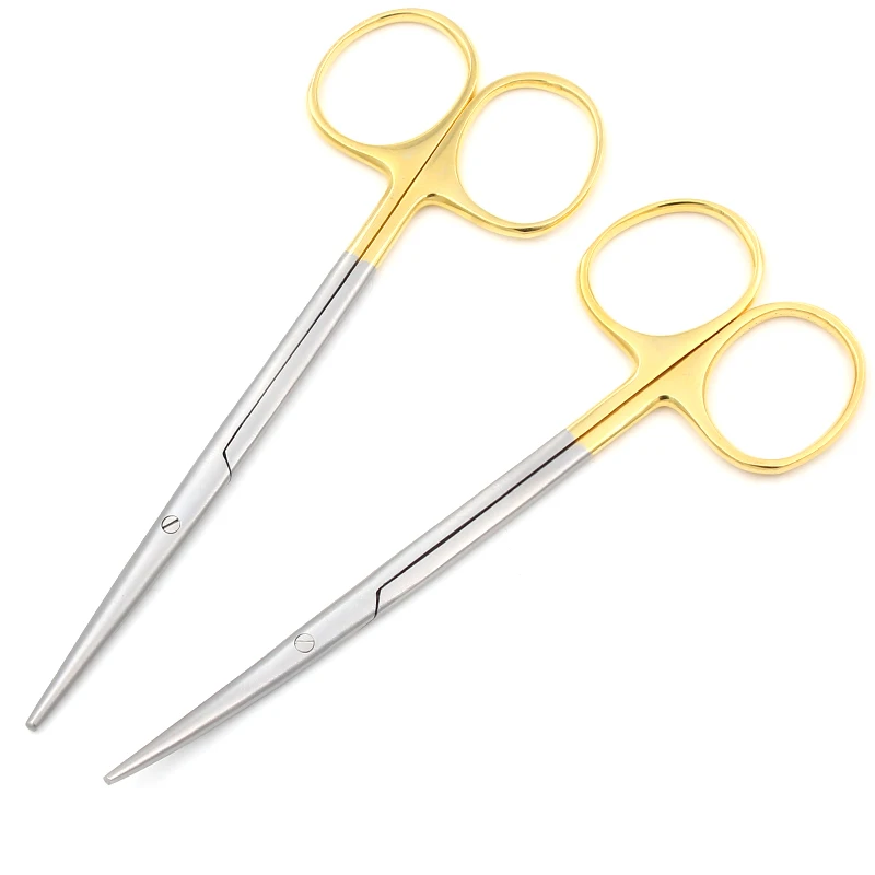 Ophthalmic Stainless Steel Gold Handle Surgical Scissors Cosmetic Plastic Surgery Instrument Double Eyelid Tool 12.5/14.16cm