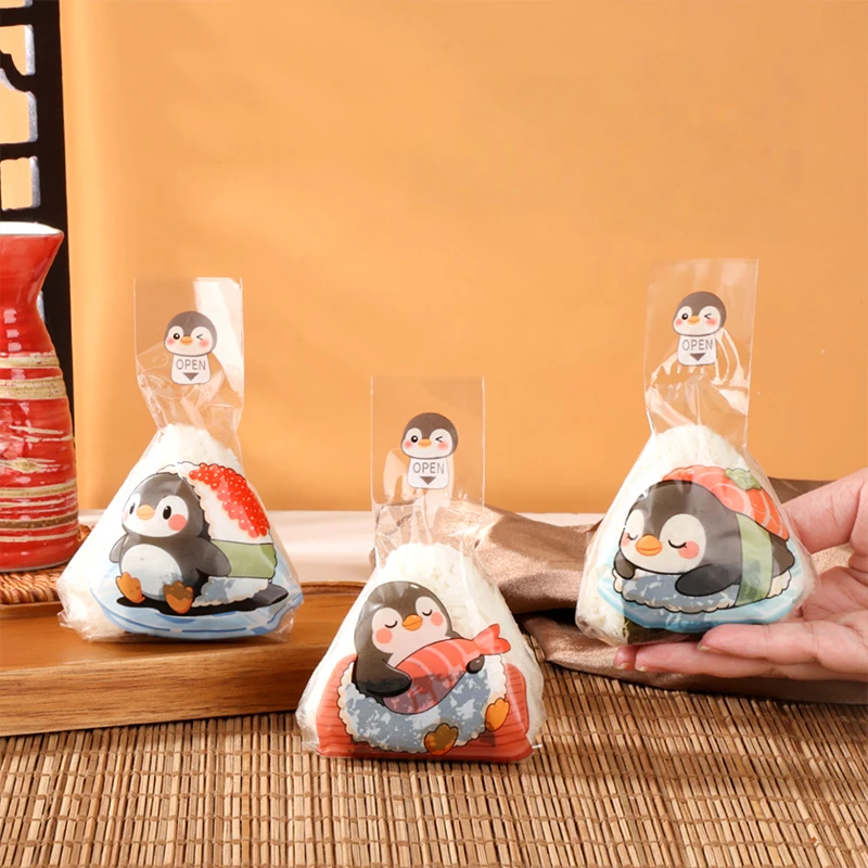 

50Pcs Triangle Sushi Mold Onigiri Maker DIY Bento Box Tools Cute Cartoon Nori Seaweed Rice Ball Wrapper Bags Kitchen Home Party