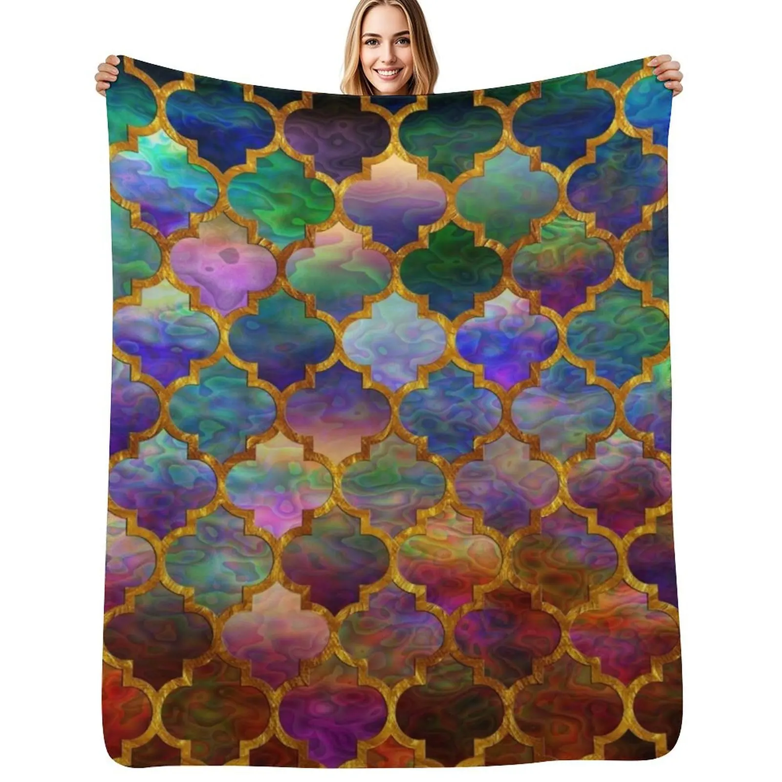 Arabic moroccan mosaic pattern Throw Blanket Beautifuls Thin Bed Fashionable Single bed plaid Heavy Blankets