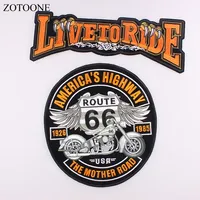 ZOTOONE Embroidered Eagle Wing Rock Motorcycle 66 American HIGHWAY Large Back Iron On Patch Clothing Jacket Biker Punk Patch C