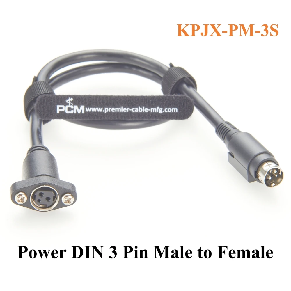 Power DIN 3 Pin Male to Female Extension Cable Screw Flange Panel Mount DC Power Cable Compatible Kycon KPJX-PM-3S for LED Light