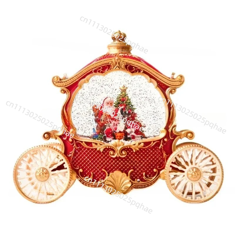 Christmas Eve Santa Carriage Crystal Ball Music Box, High-end Snow Globe Musical Box Kids Birthday Gift