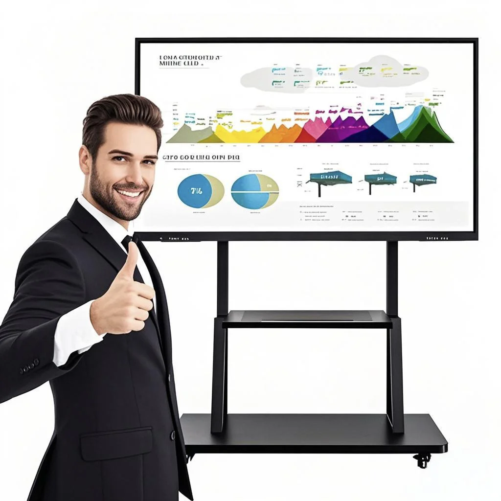 China School Education Meeting Digital 65 75 86 100 110 Inch Large Size All In One Interactive Whiteboard With Mobile Stand