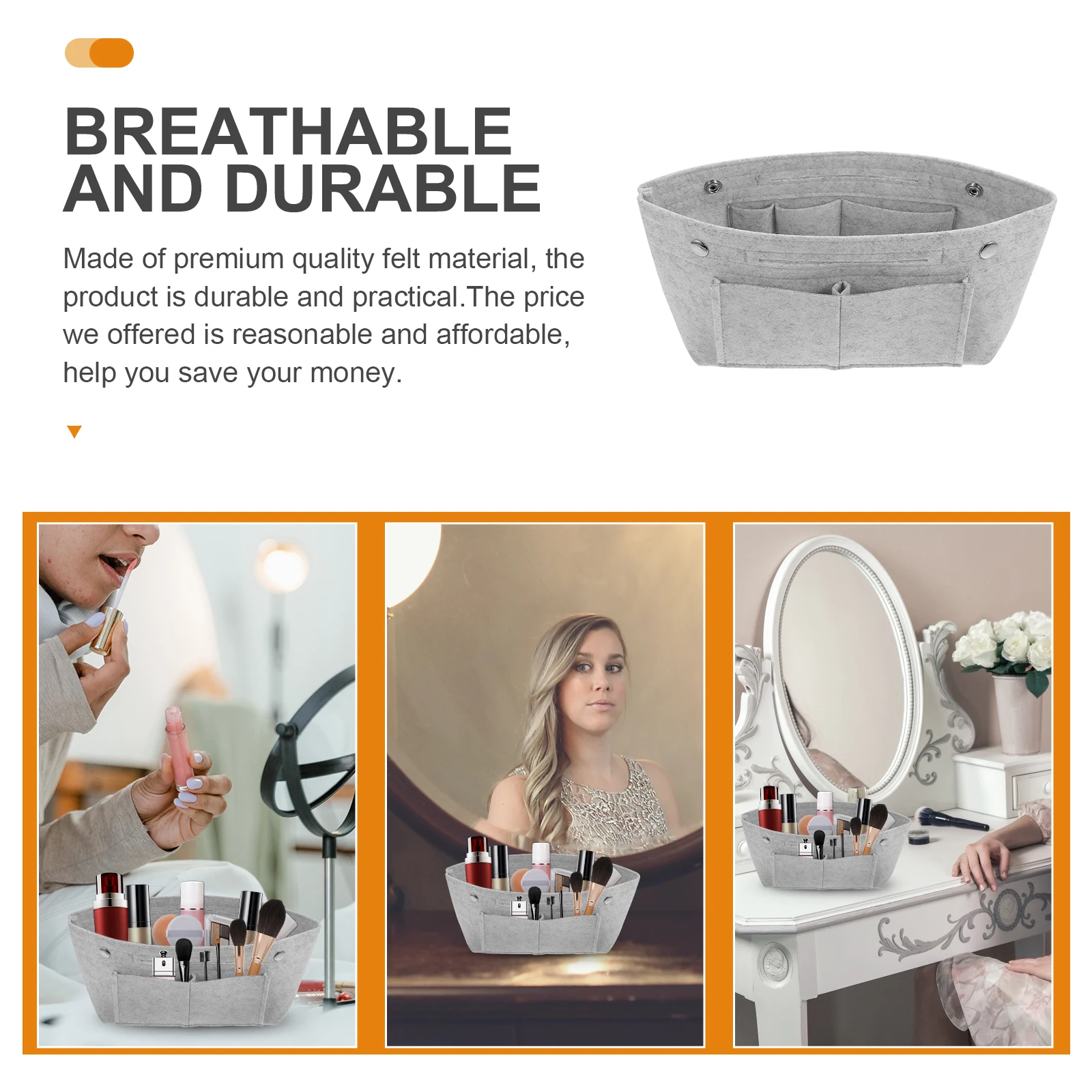 

Felt Bag Functional Cosmetics ganizer Multi Functional Cosmetics Bag Large Capacity Liner Clutch Purse Folding Storage