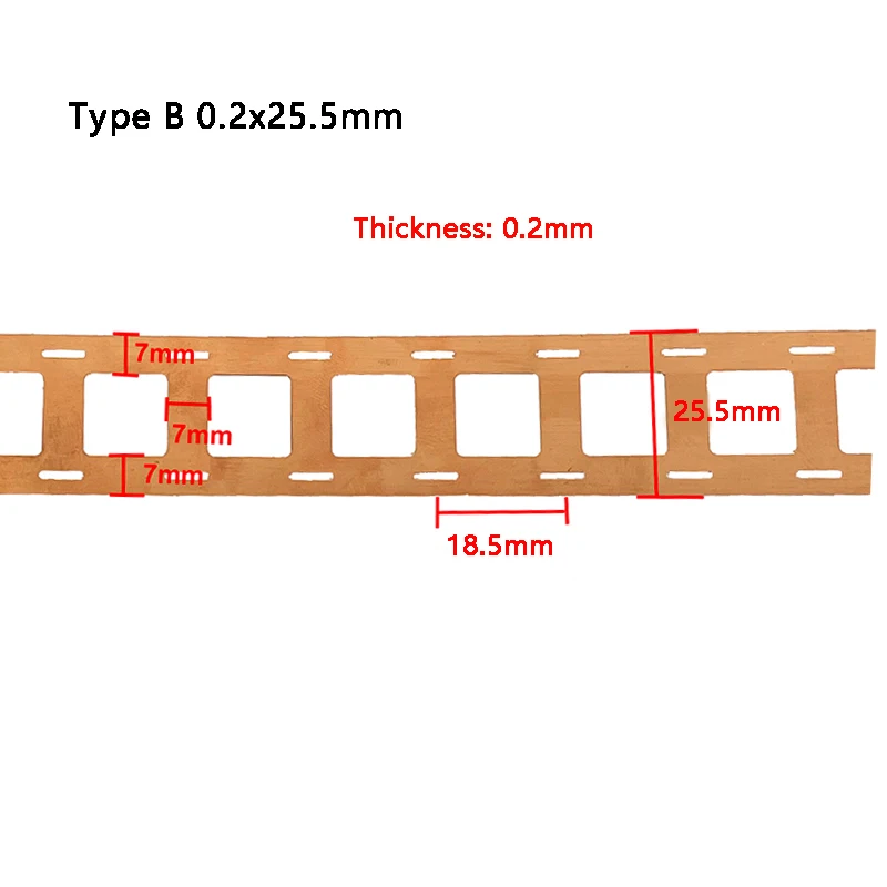 Imagem -03 - Roll Cobre 2p para 18650 li Bateria Tamanho do Pacote 0.20x2 25.5 mm Tira de Cobre Bateria Li-ion Baterias 1m 2m