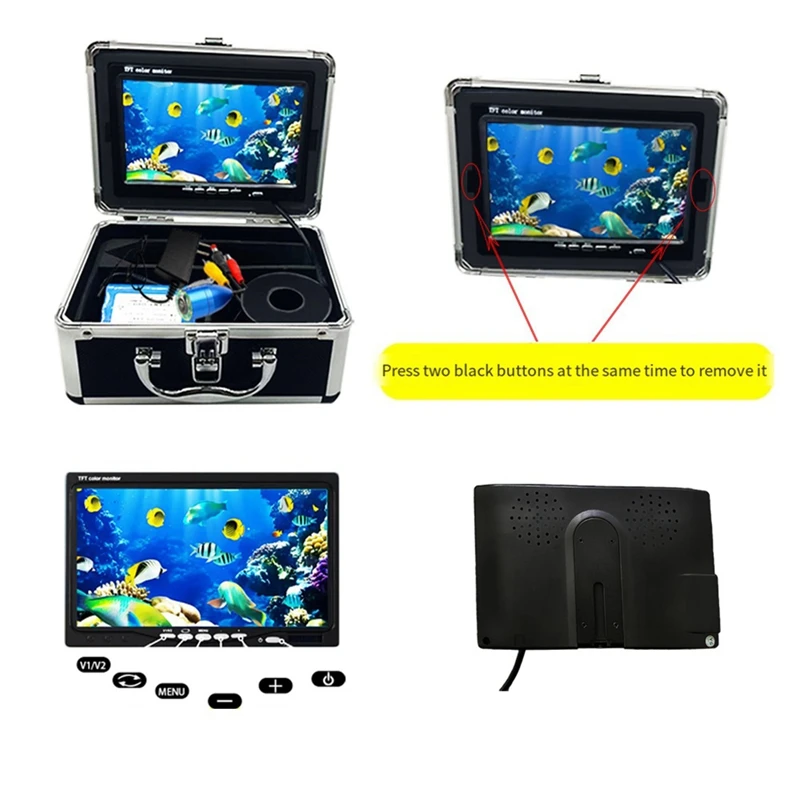 BAAY Underwater Fishing Camera LCD Monitor Fish Finder Waterproof 1000TVL Fishing Camera Infrared Lights For Lake