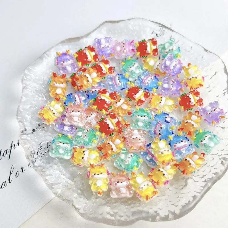 50 pezzi di resina colorata alla dopamina Dragon Baby Nail Art Charms Cartoon Funny Little Dragon Nail Decorations unghie fai da te fatte a mano