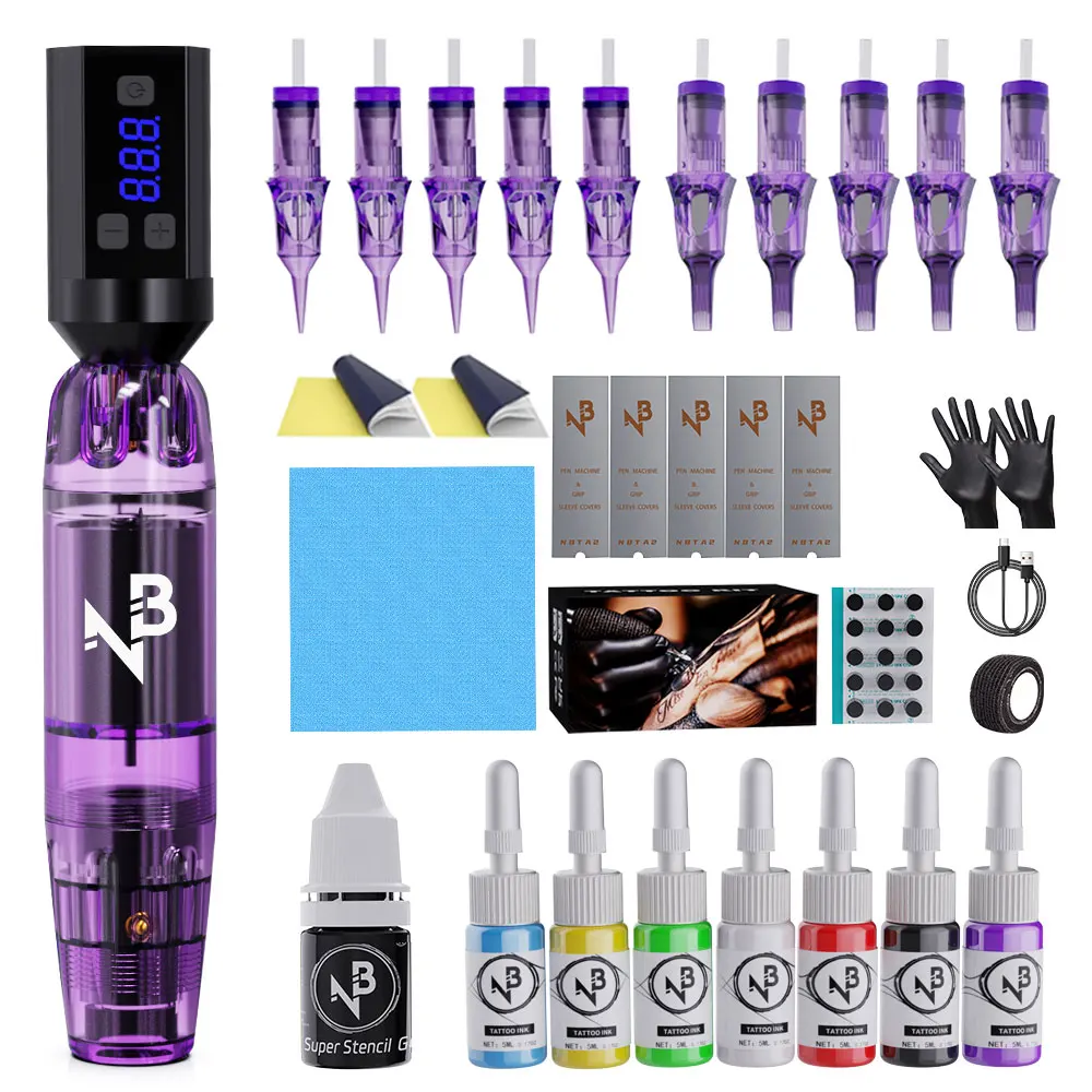 

Набор для татуировки Goldplume, набор ручек для татуировки высокой мощности, набор машинок для перманентного макияжа, черный источник питания для татуировки, набор пистолетов для татуировки