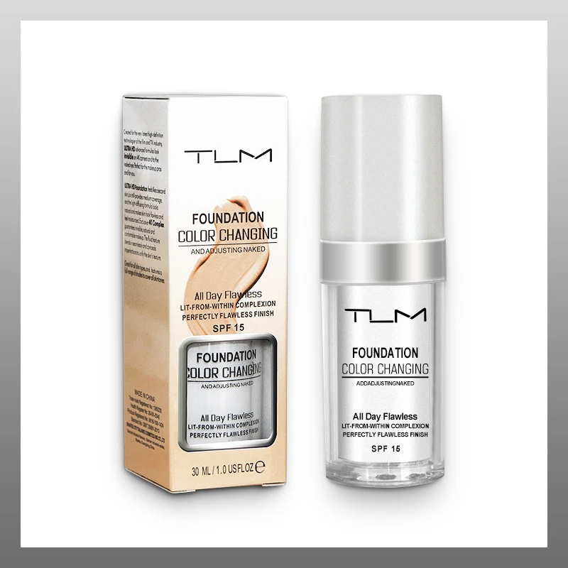 TLM TUM Liquid Foundation Cream Professional Full Coverage Face Concealer Waterproof Makeup Base Brighten Cover Dark Circles30ML